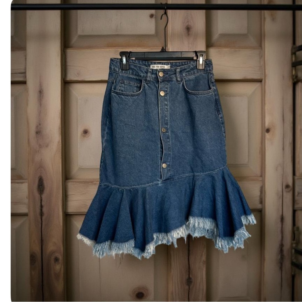 See you never denim, cowboy skirt western